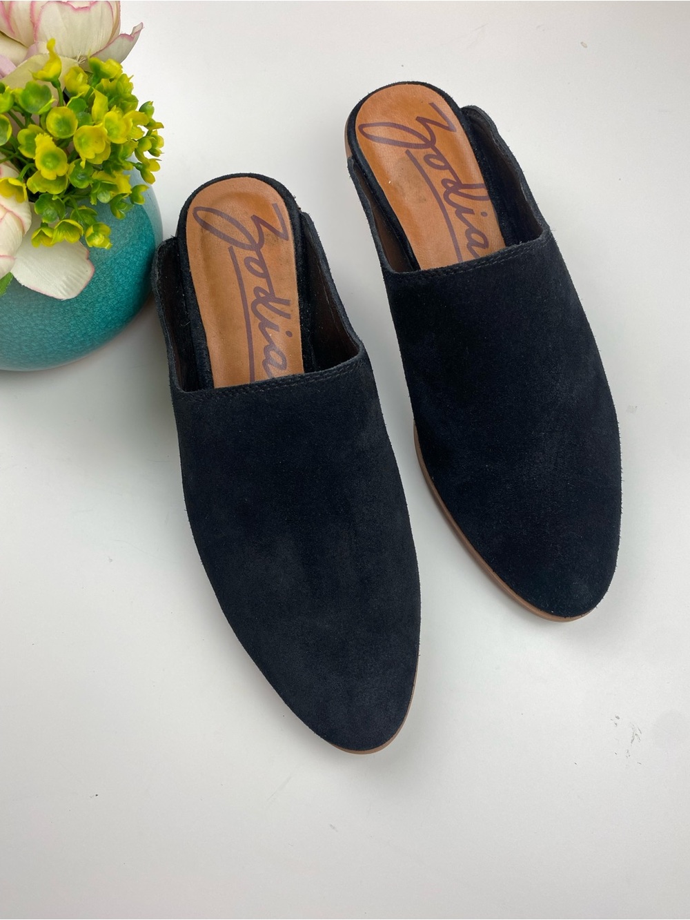 Zodiac Black Suede Mules 6.5